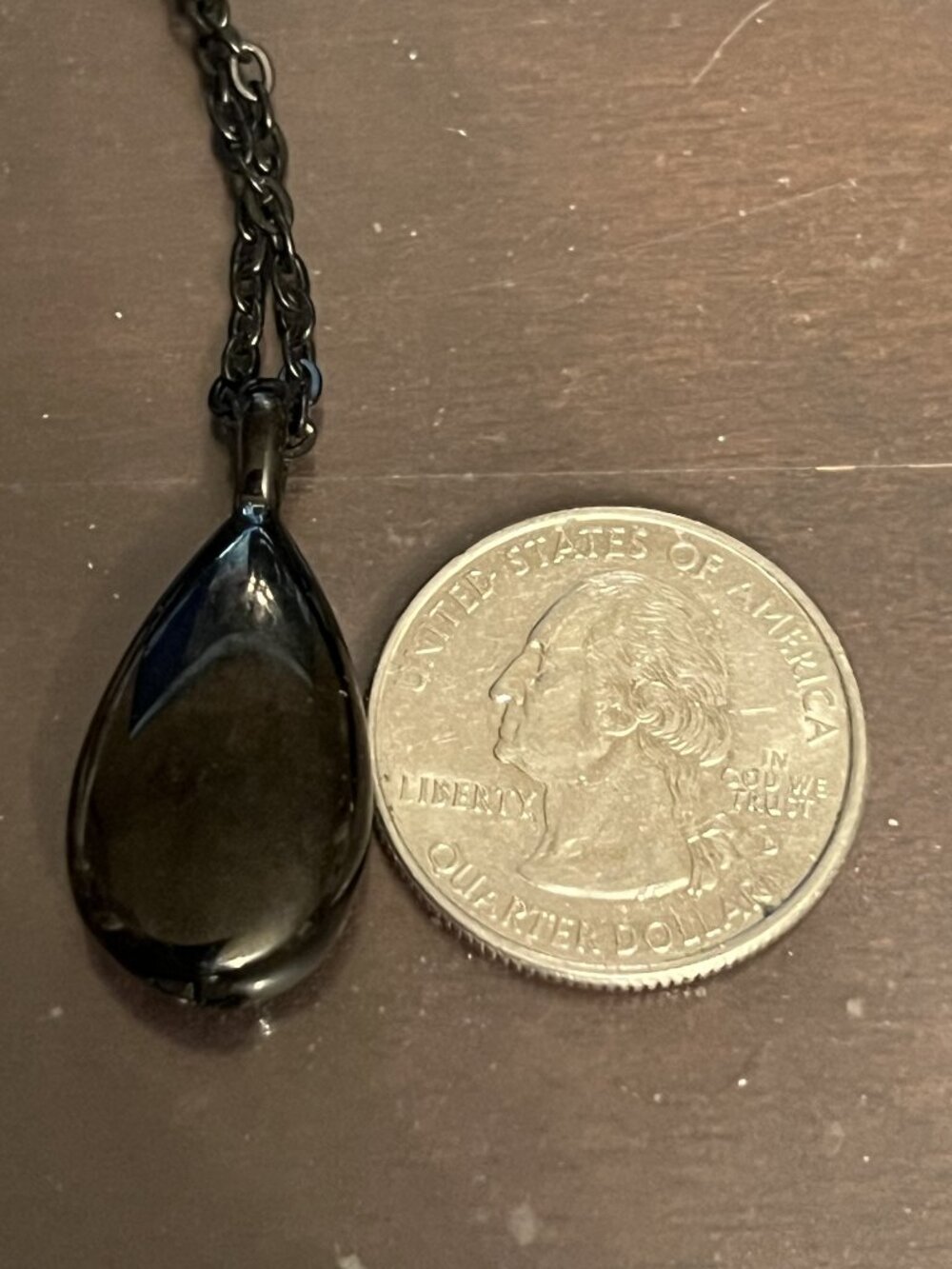 Black Teardrop Cremation Urn Necklace (506)